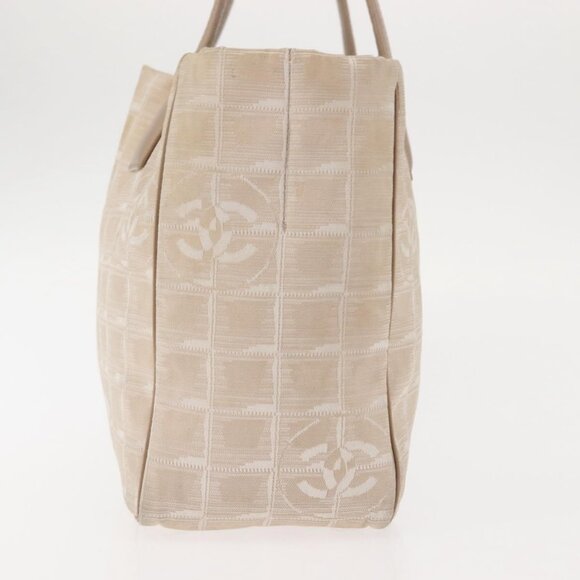 CHANEL New Travel Line Tote Bag Nylon Beige gold CC Auth - Picture 5 of 16